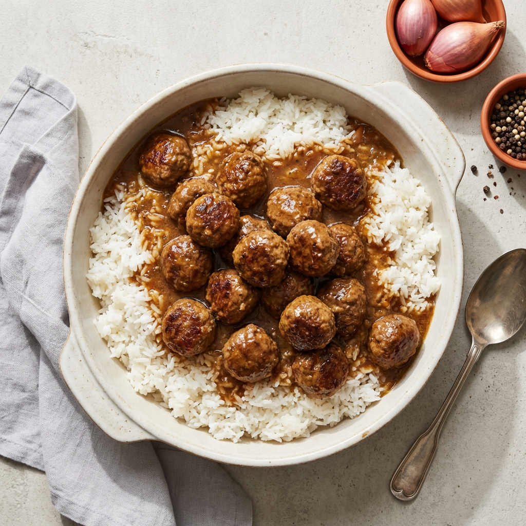 Beef Meatballs with White Rice