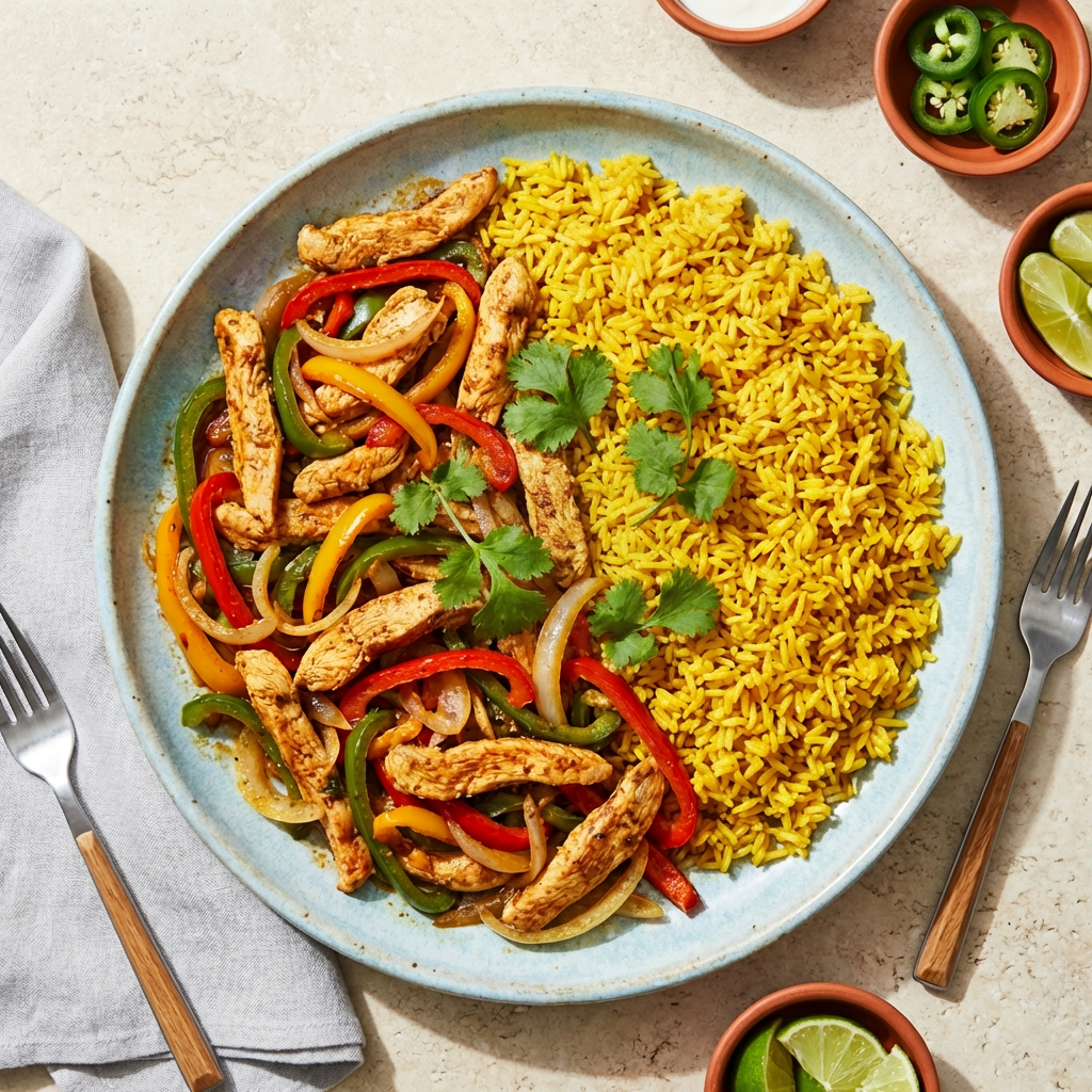 Chicken Fajita with Turmeric Rice