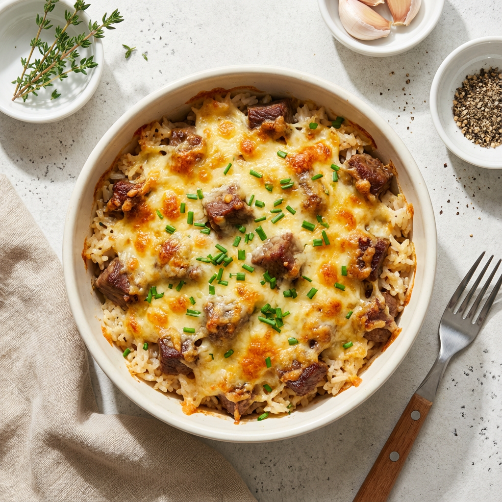 Creamy Beef & Rice Bake