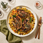 Marinated lamb chops with savoury rice ready-to-eat meal by Cookly